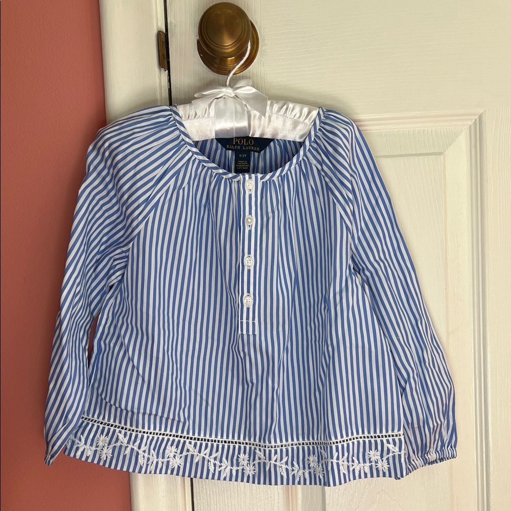 Polo by Ralph Lauren Kids Blue and White Striped Blouse